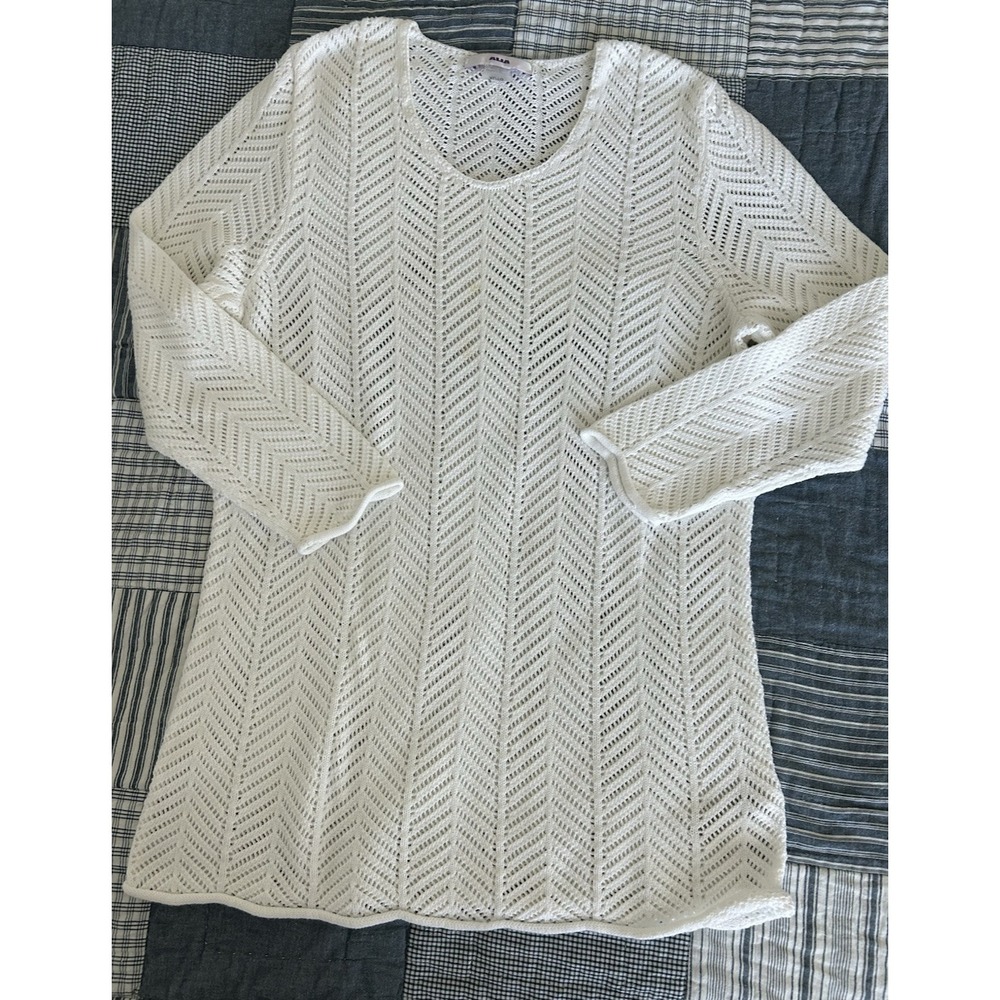Womens XL Sweater Open Knit‎ Long Sleeve by Alia White Cottagecore Fairy